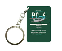 Thumbnail for Pilatus PC-6 Porter design on dark green designed key chain, double-side print