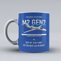 Thumbnail for Cessna Citation M2 Gen2 design on blue ceramic mug, double-side print