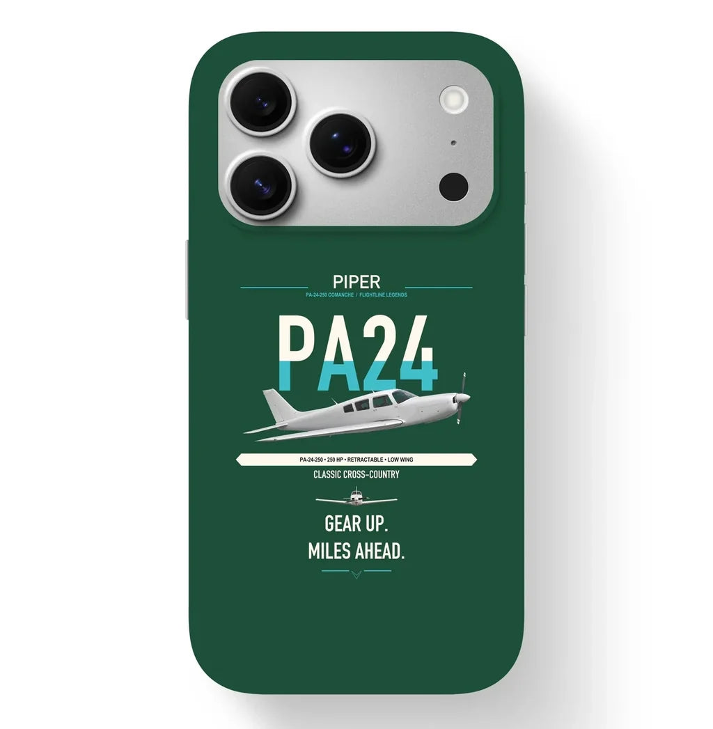 Piper PA-24-250 Comanche 250 design on dark green magsafe iphone case, for iPhone 17 Pro