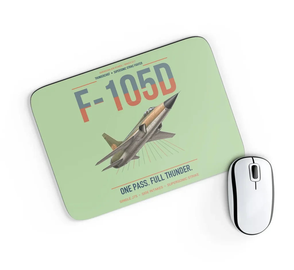 F-105D Thunderchief design on light green rectangle mouse pad