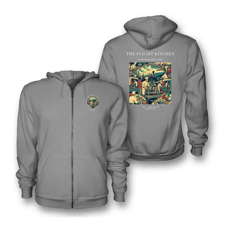 VINTAGE G4092 - The Flight Kitchen - Premium Zipped Hoodie design on gray