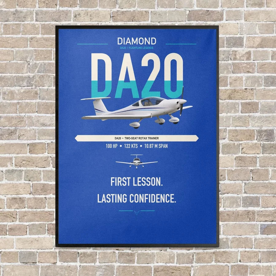 Diamond DA20 vertical canvas print - framed - blue background