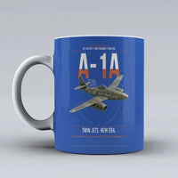 Thumbnail for Messerschmitt Me 262A-1a design on blue ceramic mug, double-side print