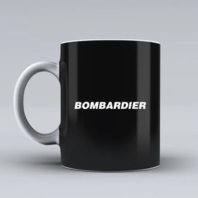 Bombardier & Text Ceramic White Mugs