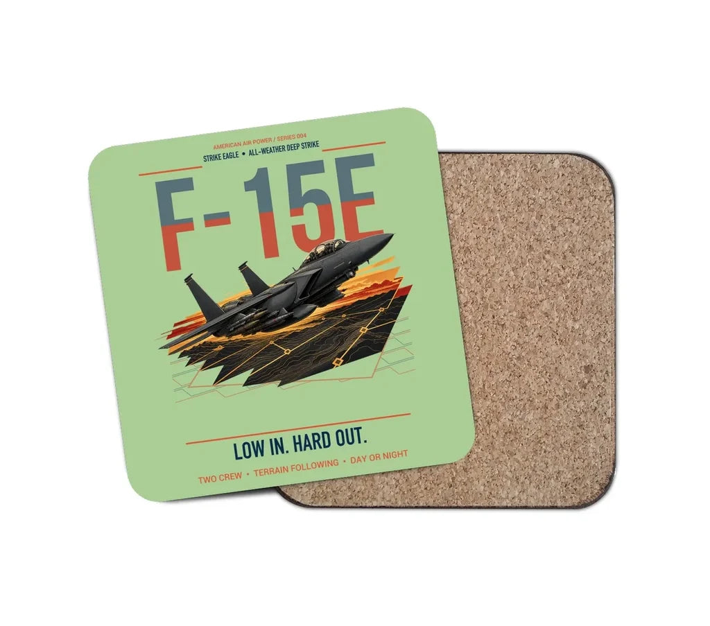 F-15E Strike Eagle design on light green 1 piece coaster