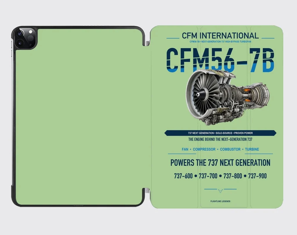 CFM56-7B design on light green ipad tablet case
