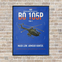 Thumbnail for MBB BO 105P PAH-1 vertical canvas print - framed - blue background
