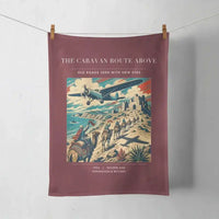 Thumbnail for VINTAGE G4332 - The Caravan Route Above - Designed Towels design on darkred