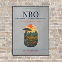 Thumbnail for Jomo Kenyatta International Airport Nairobi NBO vertical canvas print - framed - light gray background