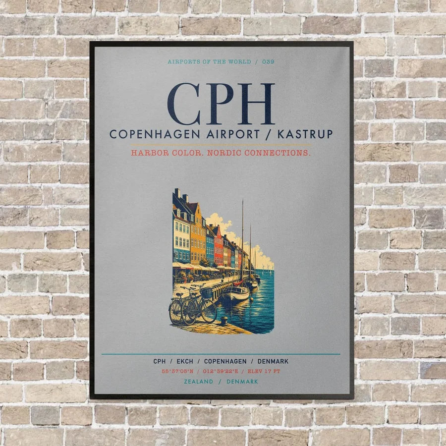 Copenhagen Airport Kastrup CPH vertical canvas print - framed - light gray background