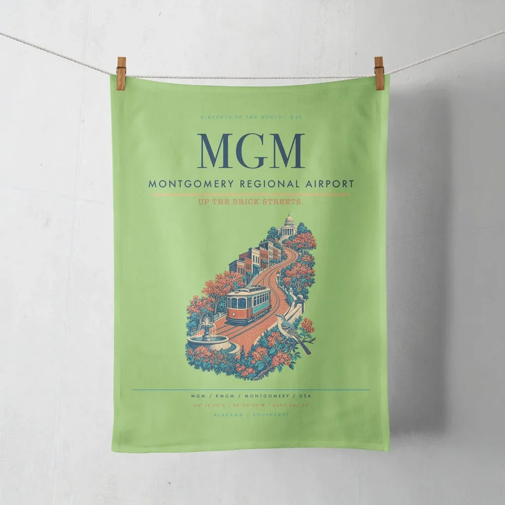 Montgomery Regional Airport (MGM) design on light green towel