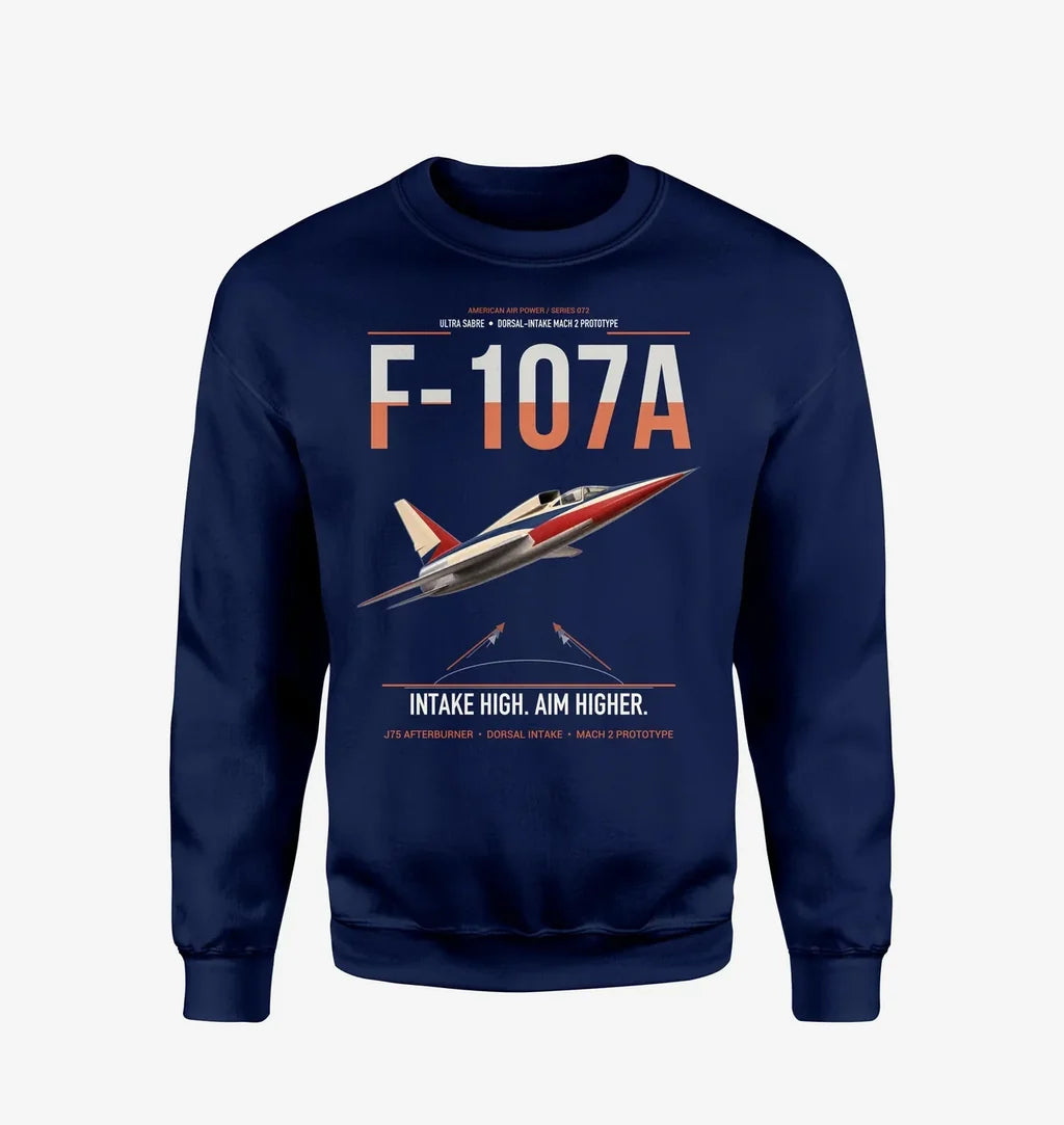 F-107A Ultra Sabre design on navy blue sweatshirt