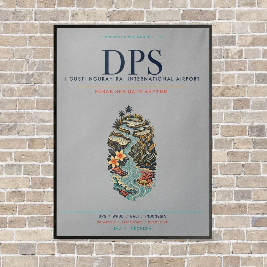I Gusti Ngurah Rai International Airport Bali DPS vertical canvas print - framed - light gray background