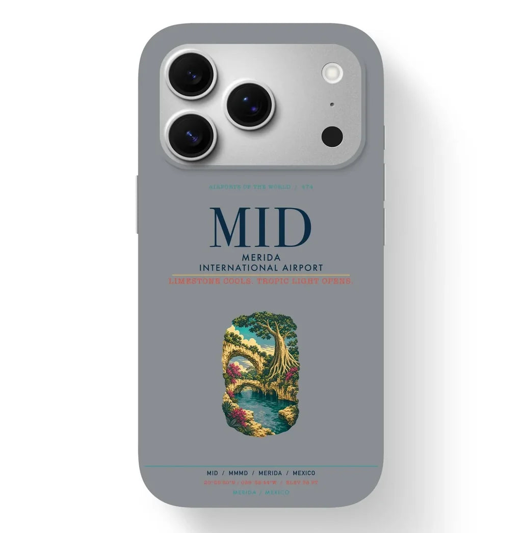 Merida Airport (MID) design on gray iPhone 17 Pro MagSafe case