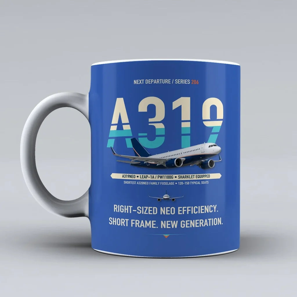 A319neo Mug design on blue airbus