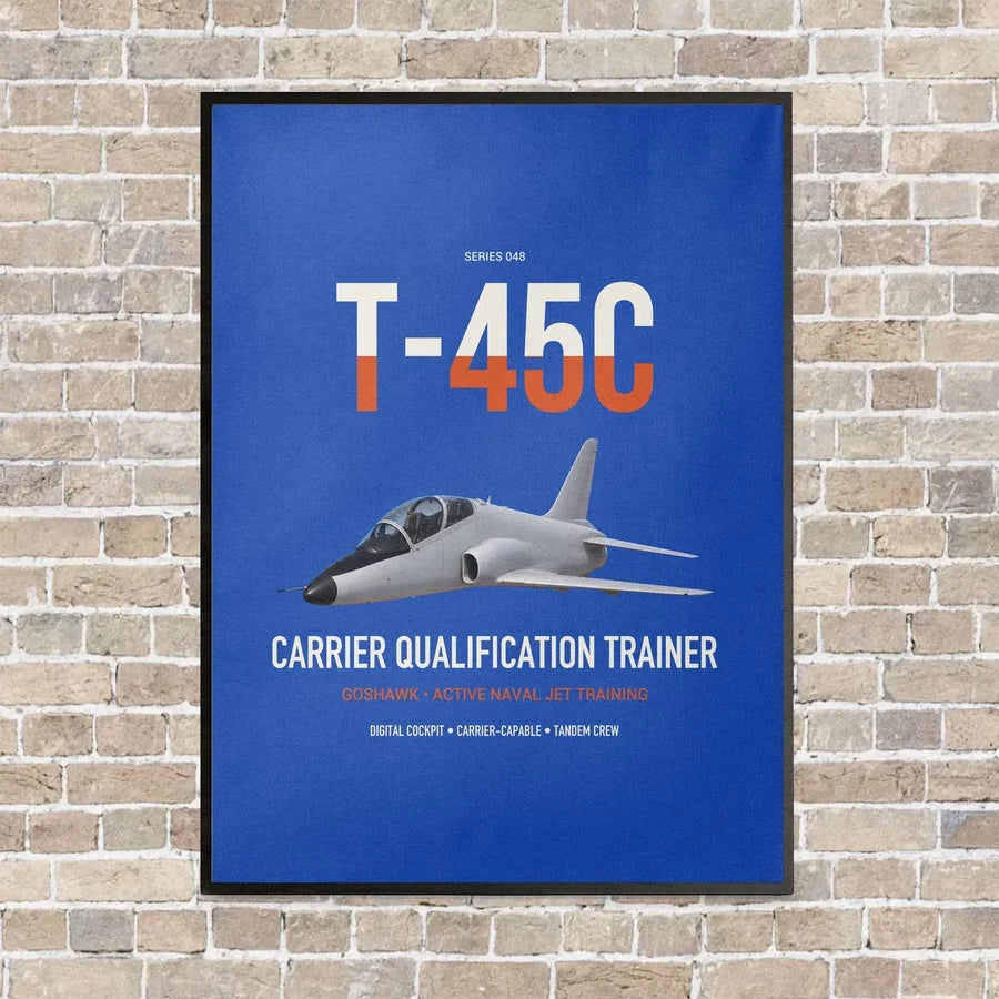 T-45C Goshawk vertical canvas print - framed - blue background