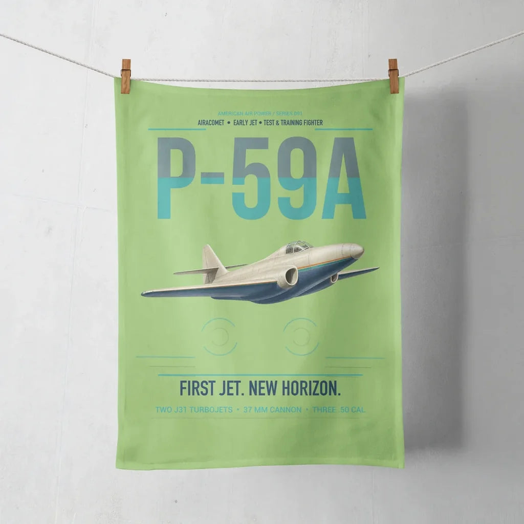 P-59A Airacomet design on light green towel