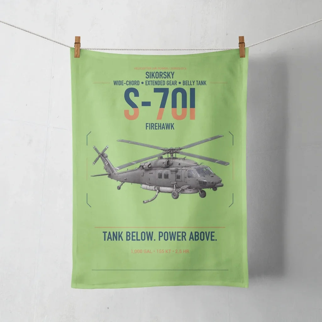Sikorsky S-70i FIREHAWK design on light green towel