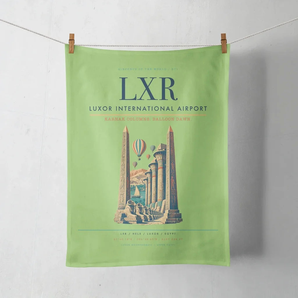 Luxor International Airport (LXR) design on light green towel