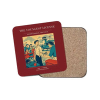 Thumbnail for The Youngest License - Designed Coasters design on dark red 1-piece