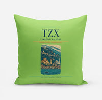 Thumbnail for Trabzon Airport (TZX) design on light green pillow