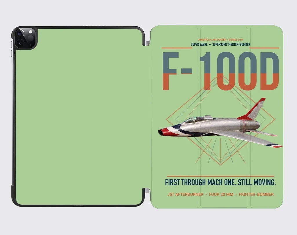 F-100D Super Sabre design on light green ipad tablet case