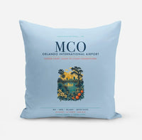 Thumbnail for Orlando International Airport (MCO) design on light blue pillow