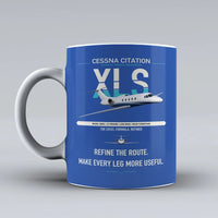 Thumbnail for Cessna Citation XLS design on blue ceramic mug, double-side print