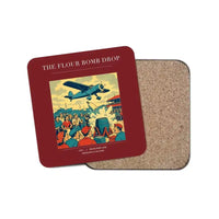 Thumbnail for The Flour Bomb Drop - Designed Coasters design on dark red 1-piece