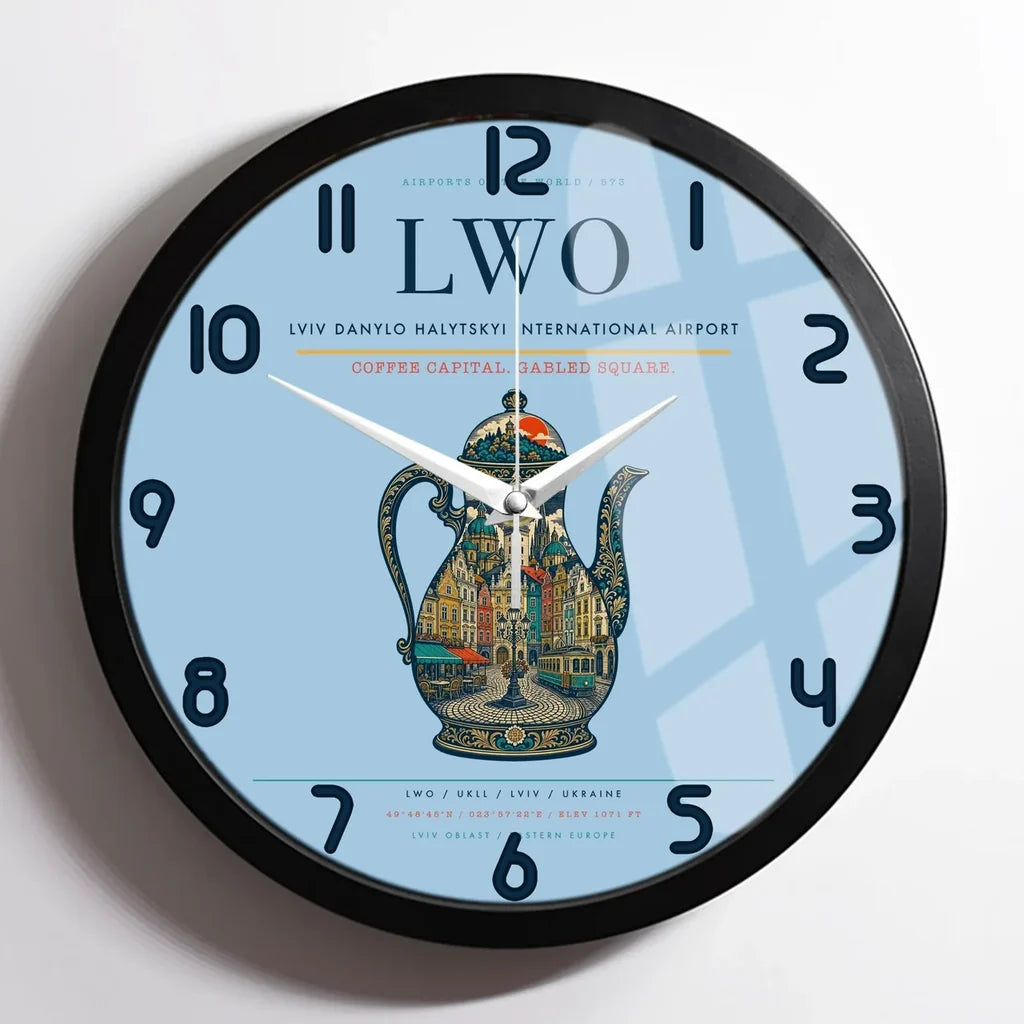 Lviv Danylo Halytskyi International Airport LWO Wall-Clock Framed - Light Blue