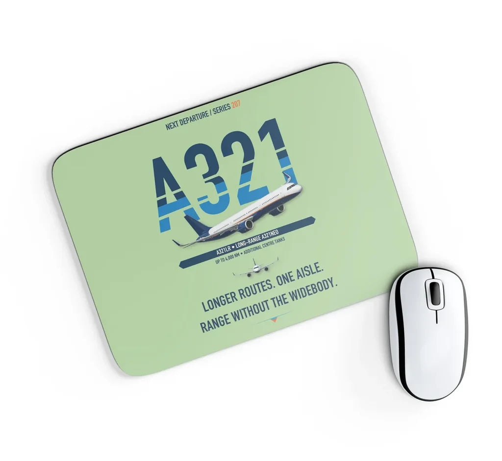 Airbus A321LR design on light green rectangle mouse pad