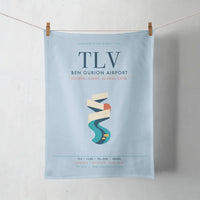 Thumbnail for Tel Aviv Ben Gurion Airport (TLV) design on light blue towel