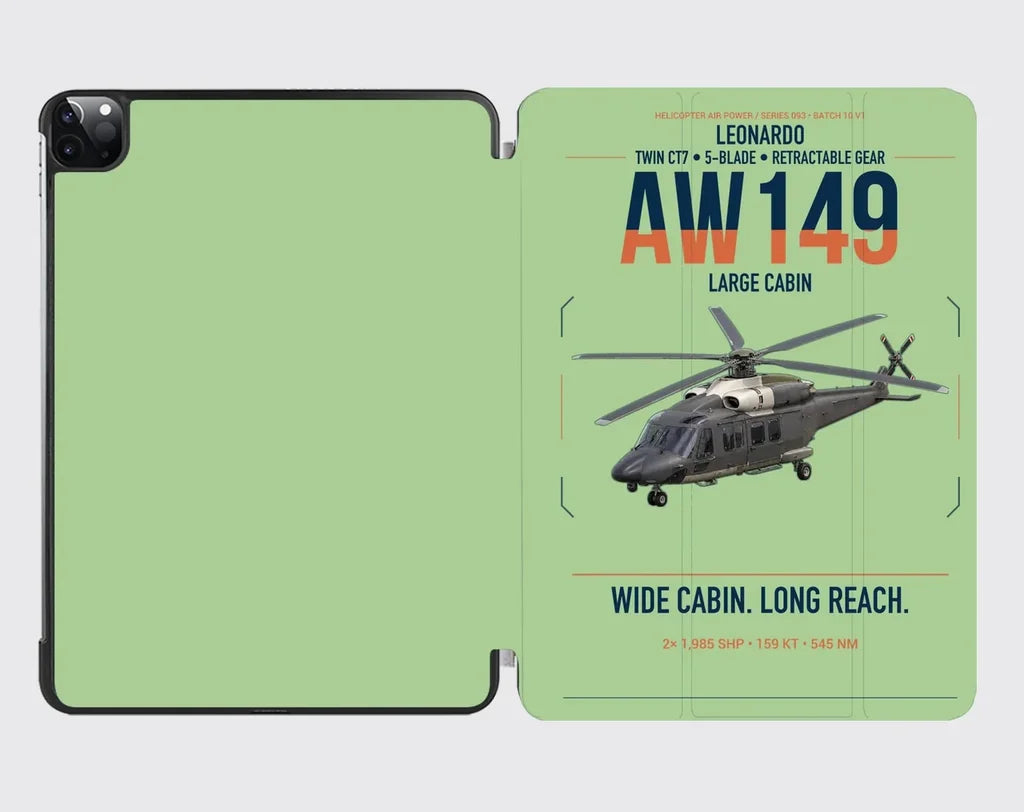 Leonardo AW149 design on light green ipad tablet case