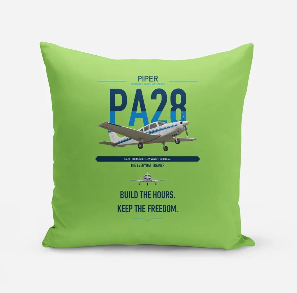 Piper PA-28 Cherokee design on light green pillow