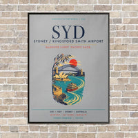 Thumbnail for Sydney Kingsford Smith Airport SYD vertical canvas print - framed - light gray background