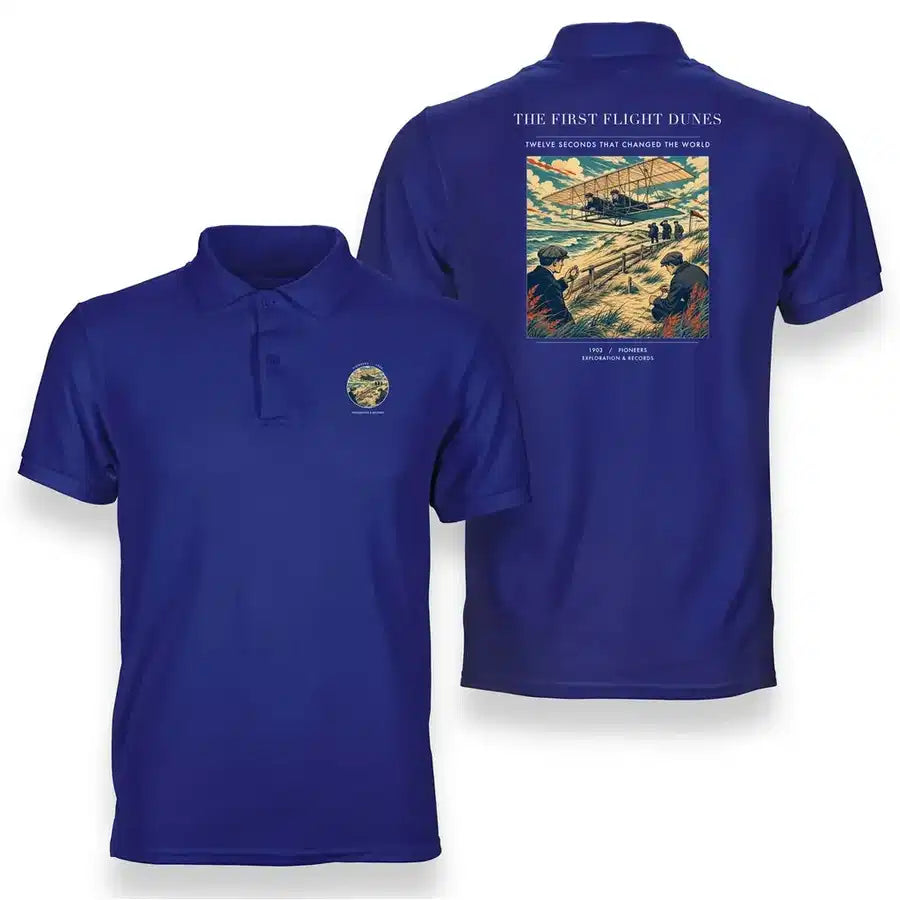 VINTAGE G4000 - The First Flight Dunes - Double-Side Polo T-Shirt design on blue