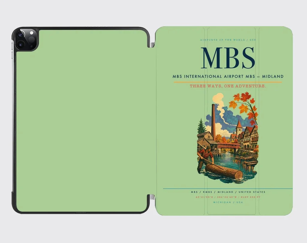 MBS International Airport (MBS) design on light green ipad tablet case