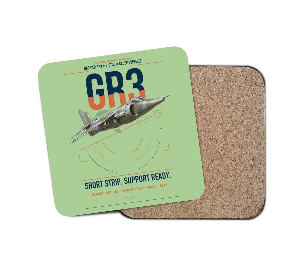 Hawker Siddeley Harrier GR3 design on light green 1 piece coaster