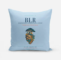 Thumbnail for Kempegowda International Airport Bengaluru (BLR) design on light blue pillow