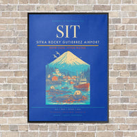 Thumbnail for Sitka Rocky Gutierrez Airport SIT vertical canvas print - framed - blue background