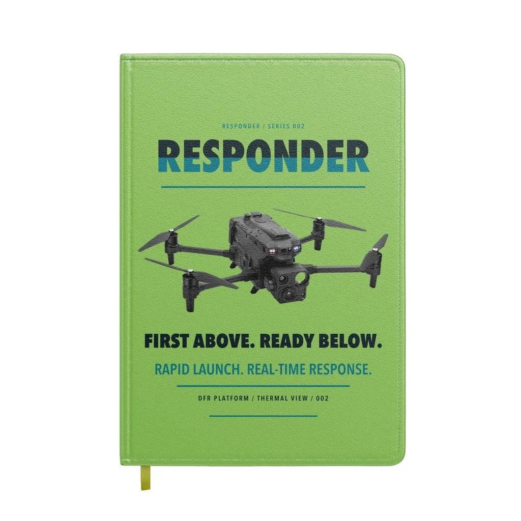 BRINC Responder design on light green notebook