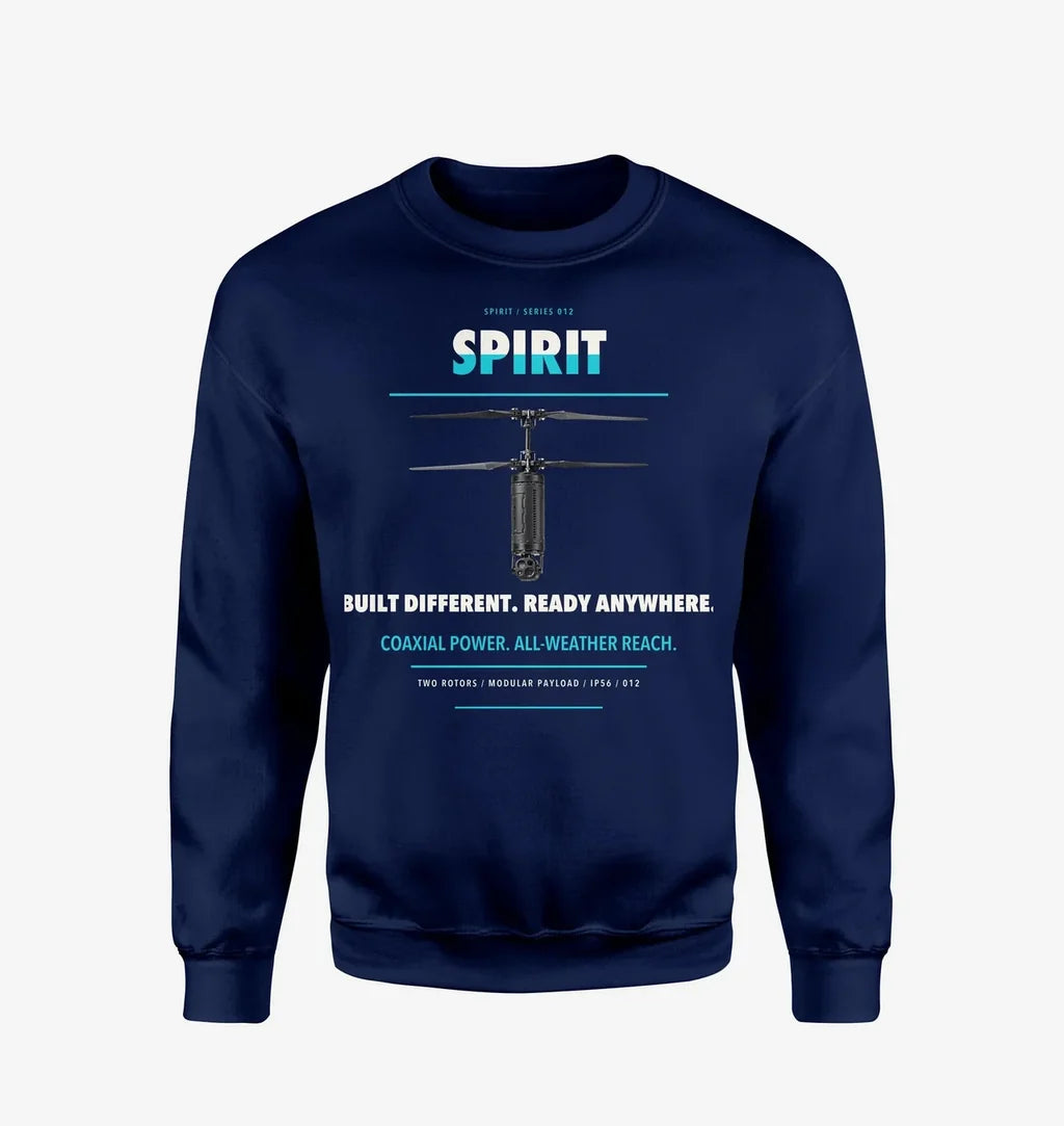 Ascent AeroSystems Spirit design on navy blue sweatshirt