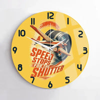 Thumbnail for Speed Stops For The Shutter design on yellow no frame wall clock