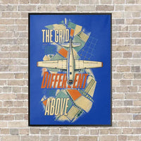 Thumbnail for The Grid Looks Different From Above vertical canvas print - framed - blue background