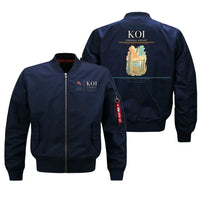 Thumbnail for Kirkwall Airport (KOI) design on blue bomber jacket