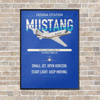 Thumbnail for Cessna Citation Mustang vertical canvas print - framed - blue background