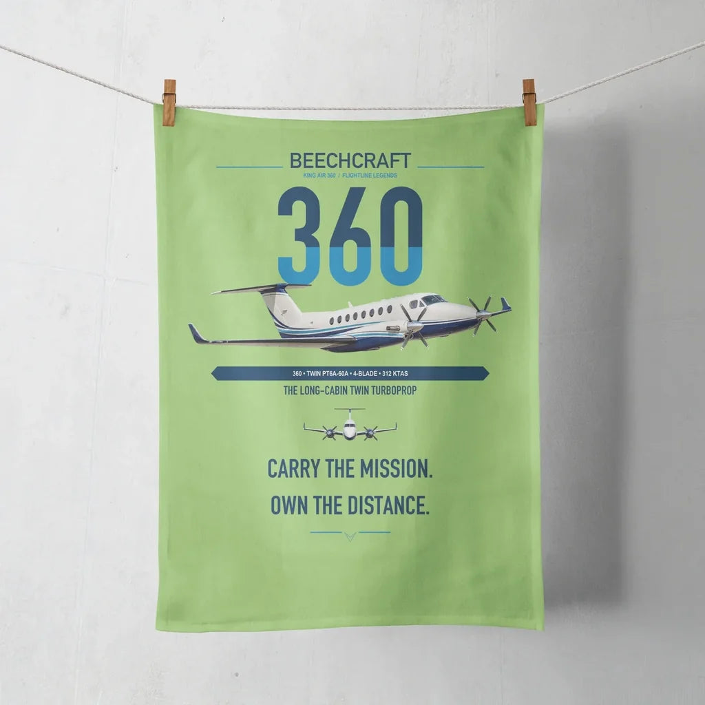 Beechcraft King Air 360 design on light green towel
