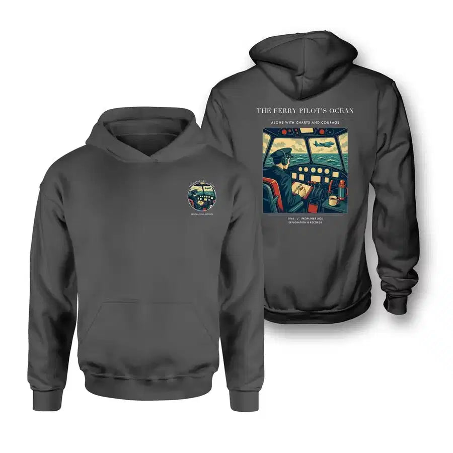 VINTAGE G4368 - The Ferry Pilot's Ocean - Double-Side Hoodie design on darkgray double side