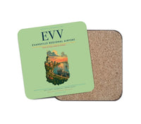 Thumbnail for Evansville Regional Airport (EVV) design on light green 1 piece coaster