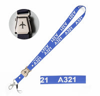 Thumbnail for Airbus A321 Flat Text seat belt lanyard - blue